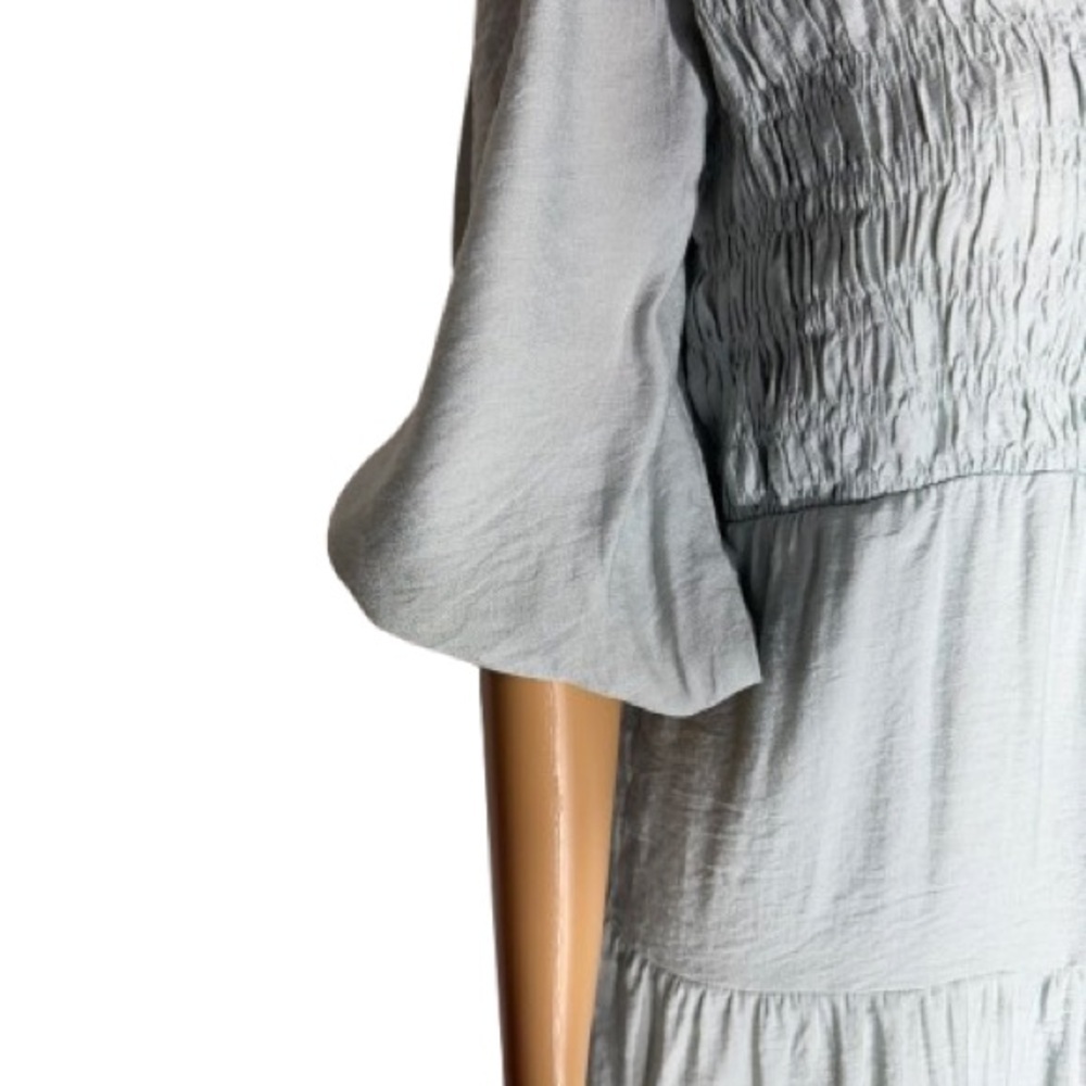 Blu Pepper Mint Green Smocked V-Neck Tiered Mini Dress Size Medium - Picture 6 of 12
